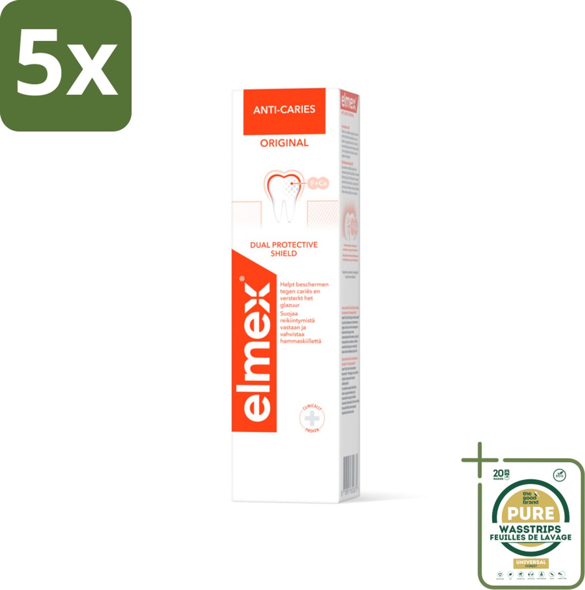 5 x Elmex Tandpasta Anti-Cariës Original 75 ml - Grootverpakking - Anti-cariës - Tandpasta - Cariës - Gaatjes - Tanden