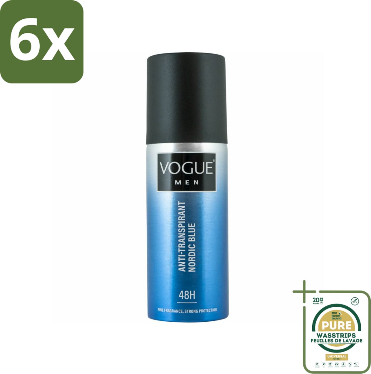 Vogue Anti-Transpirant Nordic Blue 150 ml - Voordeelverpakking - 6 stuks - Zweetvermindering - Frisheid