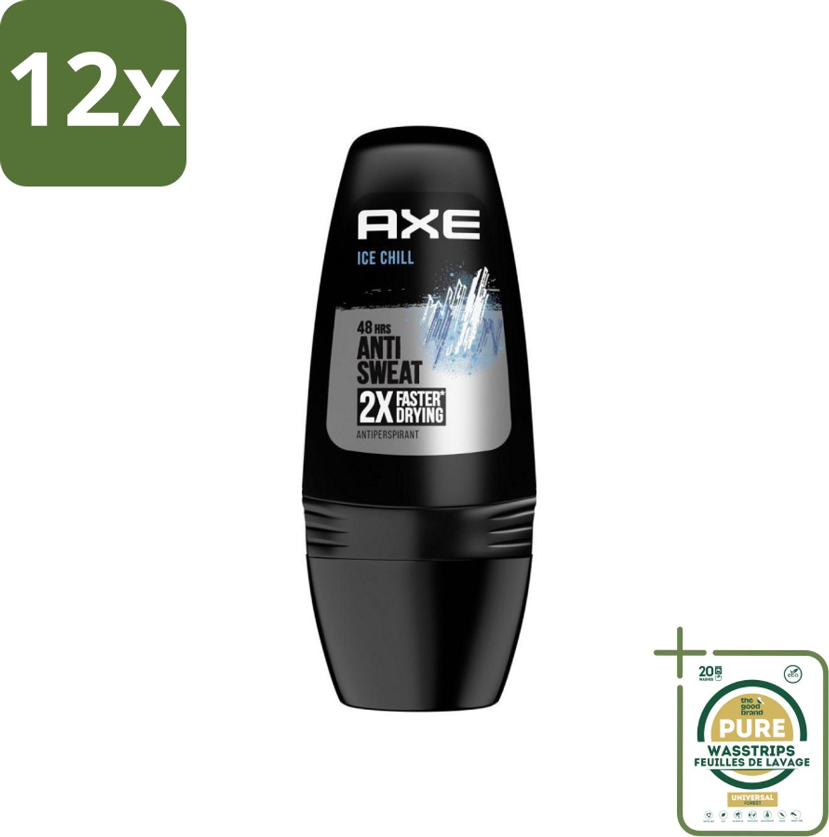 Axe - Deodorant Roller - 48hrs Anti Sweat - Ice Chill - Anti-transpirant - 50 ml - Voordeelverpakking - 12 stuks - Zweetbevochtiging - Frisse geur
