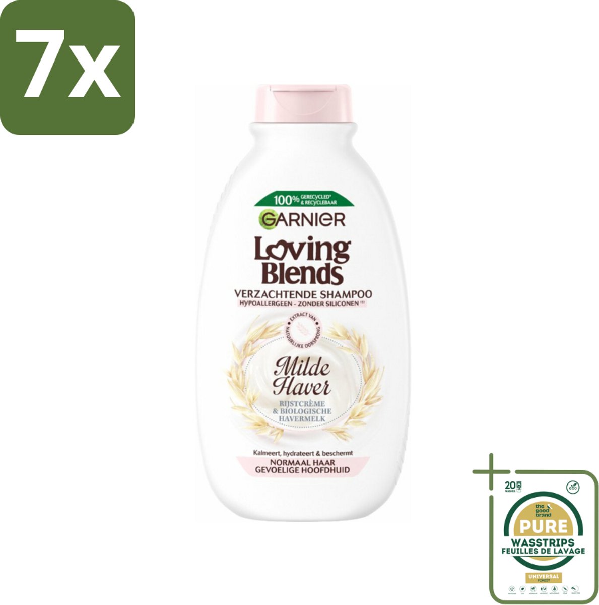 7 x Garnier Loving Blends Milde Haver Shampoo 300 ml - Grootverpakking - Milde Haver Shampoo - Hypoallergene Shampoo - Gevoelige Hoofdhuid - Kalmerende Shampoo - Hydraterende Shampoo