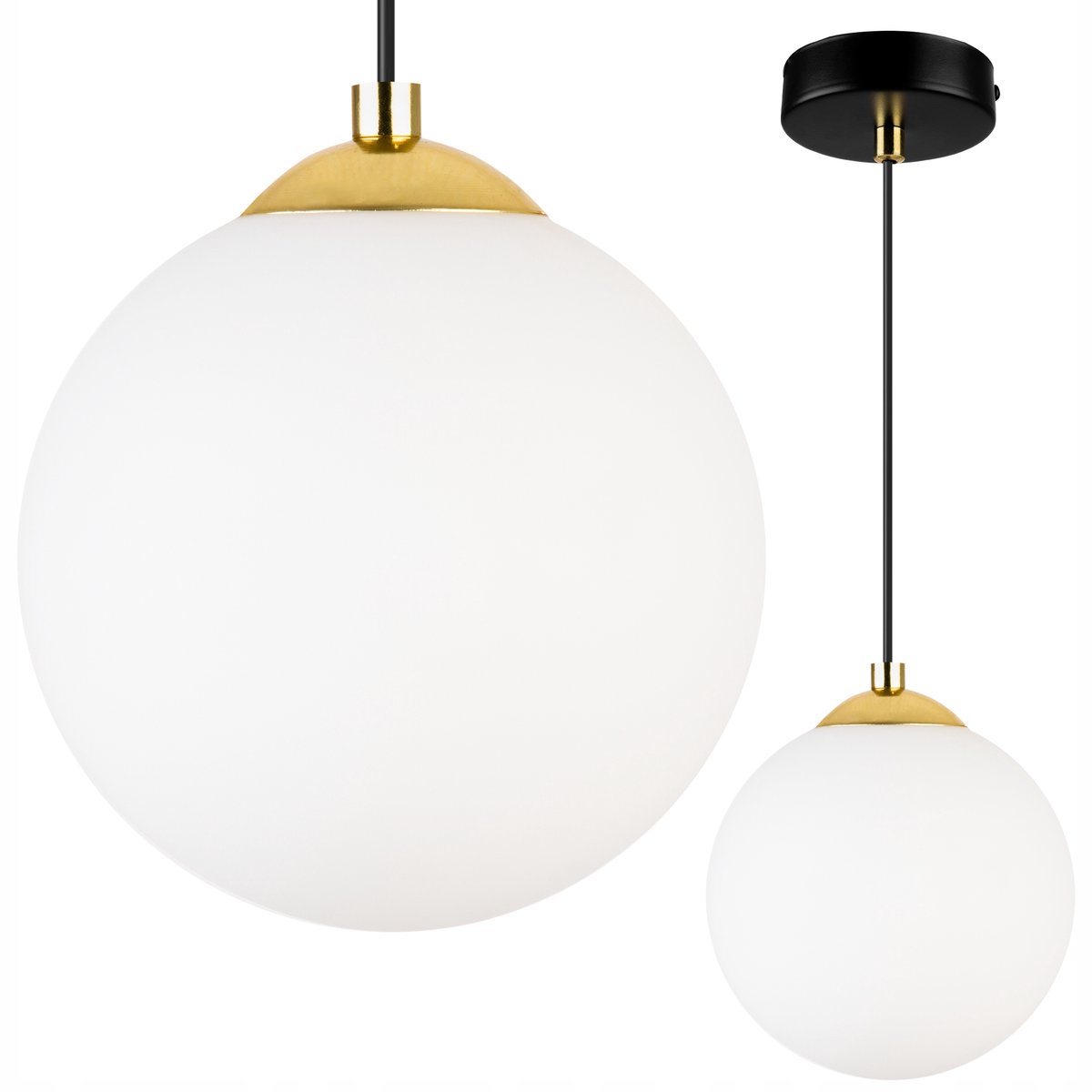 Hanglamp Florence Goud/Chroom/Zwart met Glazen Kap E27