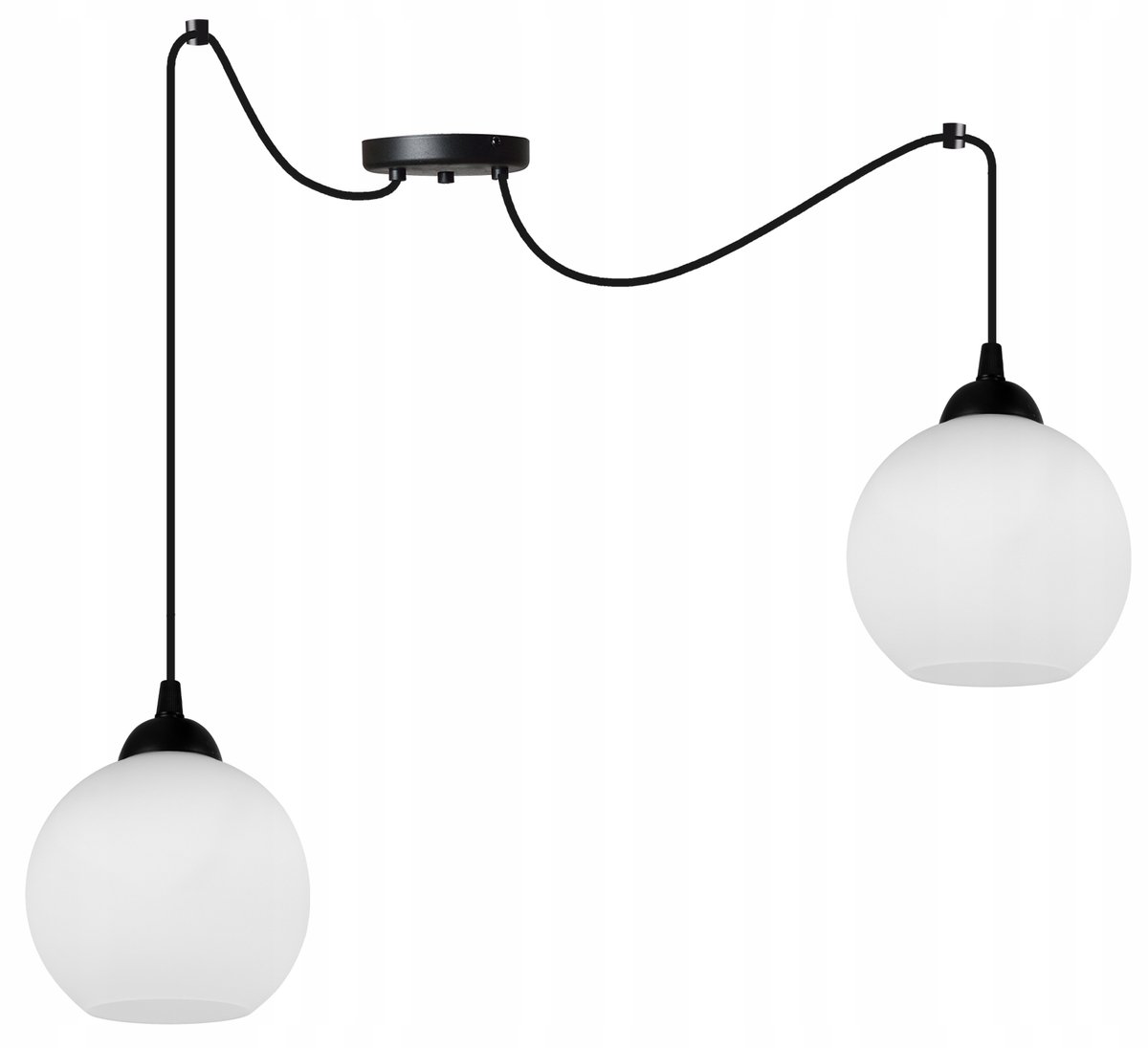 Hanglamp met glazen bollen, zwart/wit, verstelbare hoogte