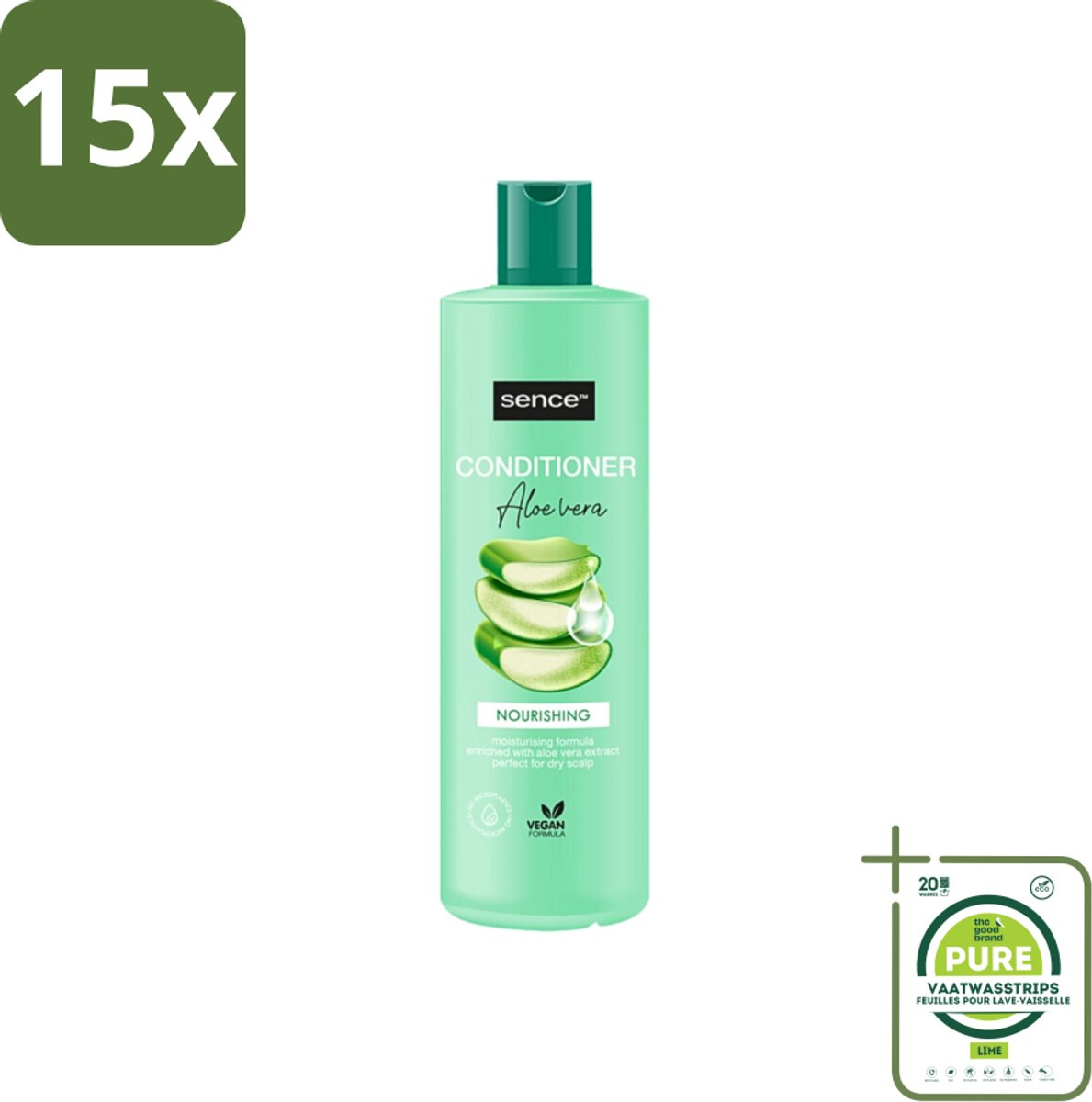 15 x Sence - Aloë Vera - Shampoo - Verzachtend - 400 ml - Grootverpakking - Aloë Vera Shampoo - Verzorgend Haar - Droog Haar - Beschadigd Haar - Gezond Haar