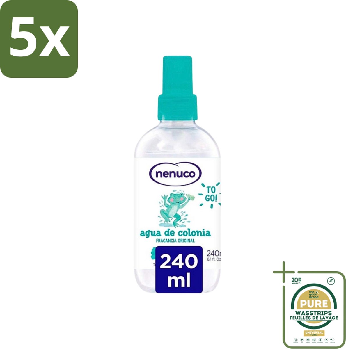 5 x Nenuco - Cologne - Eau de Cologne - Originele Geur - Sprayflacon - 240 ml - Grootverpakking - Nenuco Cologne - Eau De Cologne - Originele Geur - Frisse Geur - Baby Cologne
