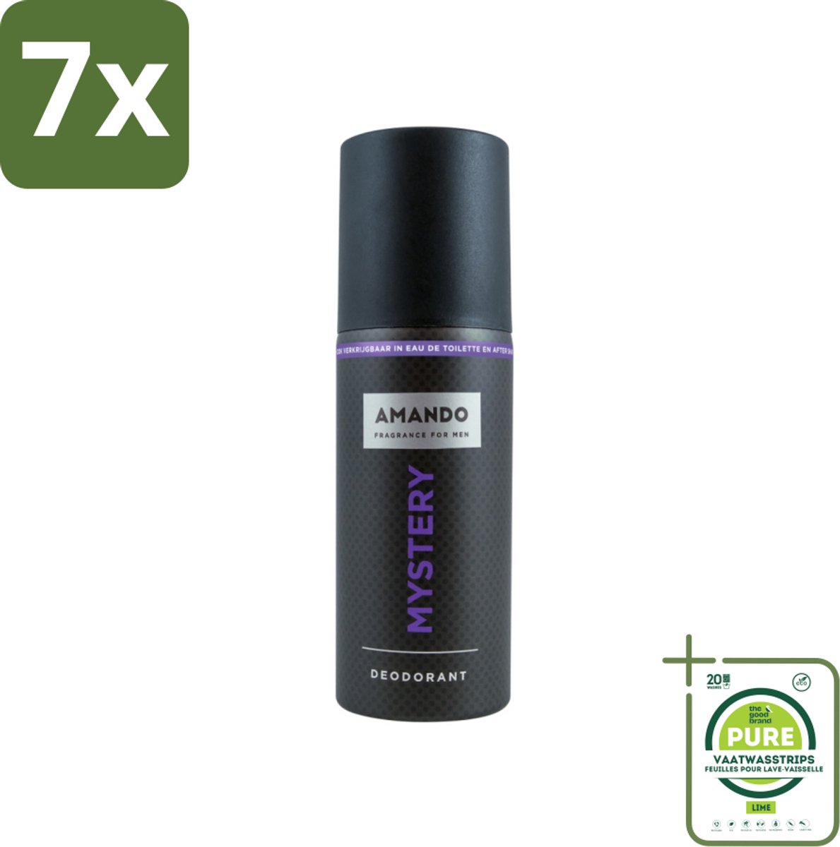 7 x Amando - Mystery - Deodorant - Spray - 150 ml - Grootverpakking - Mystery Deodorant Spray - Mannelijke Geur - Kruiden Geur - Vanille Geur - Deodorant Spray