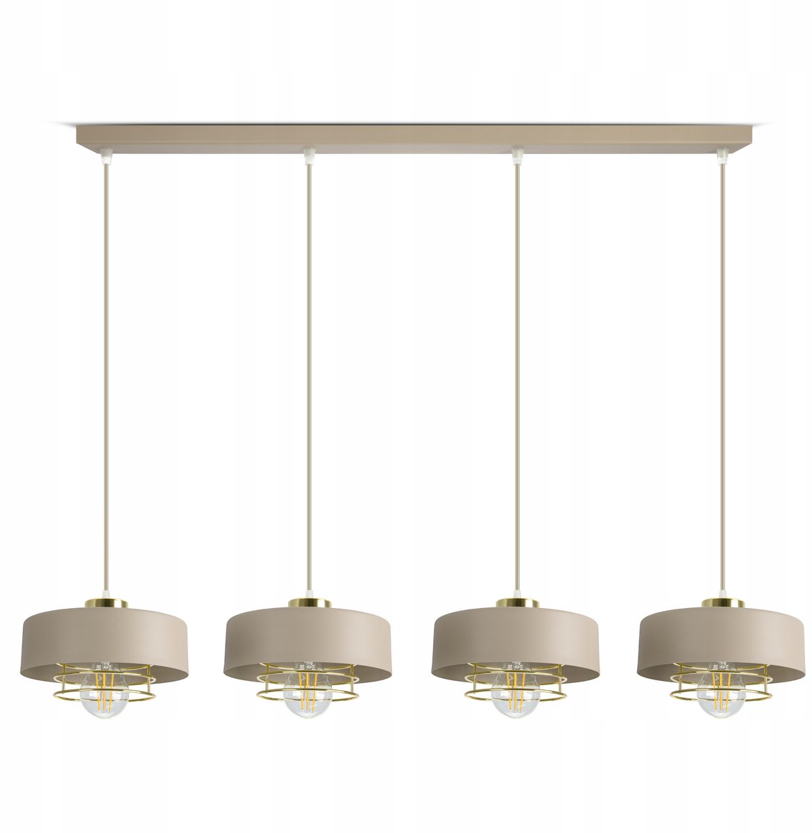 Grote Beige Goud Hanglamp 4xE27 LED - Stijlvolle Verlichting