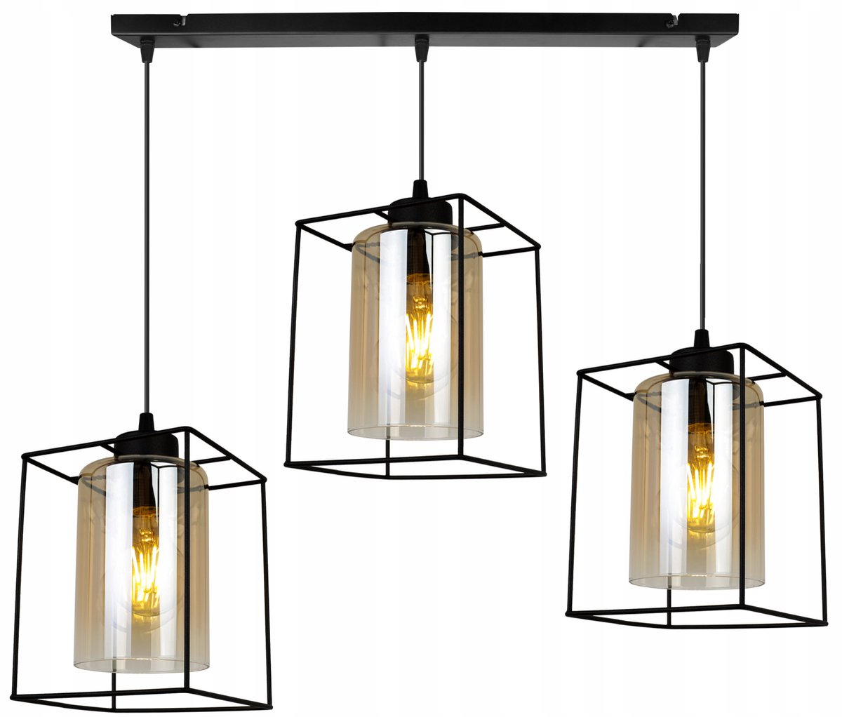 Luxe Glazen Hanglamp Zwart/Goud - 3 lichtpunten, verstelbaar