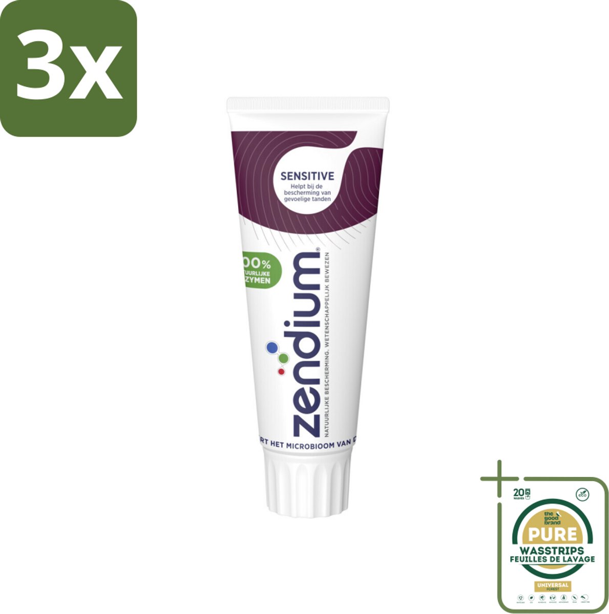 3 x Zendium Tandpasta Sensitive 75 ml - Grootverpakking - Gevoelige Tanden - Tandpasta - Natuurlijke Enzymen - Mondgezondheid - Fluoride