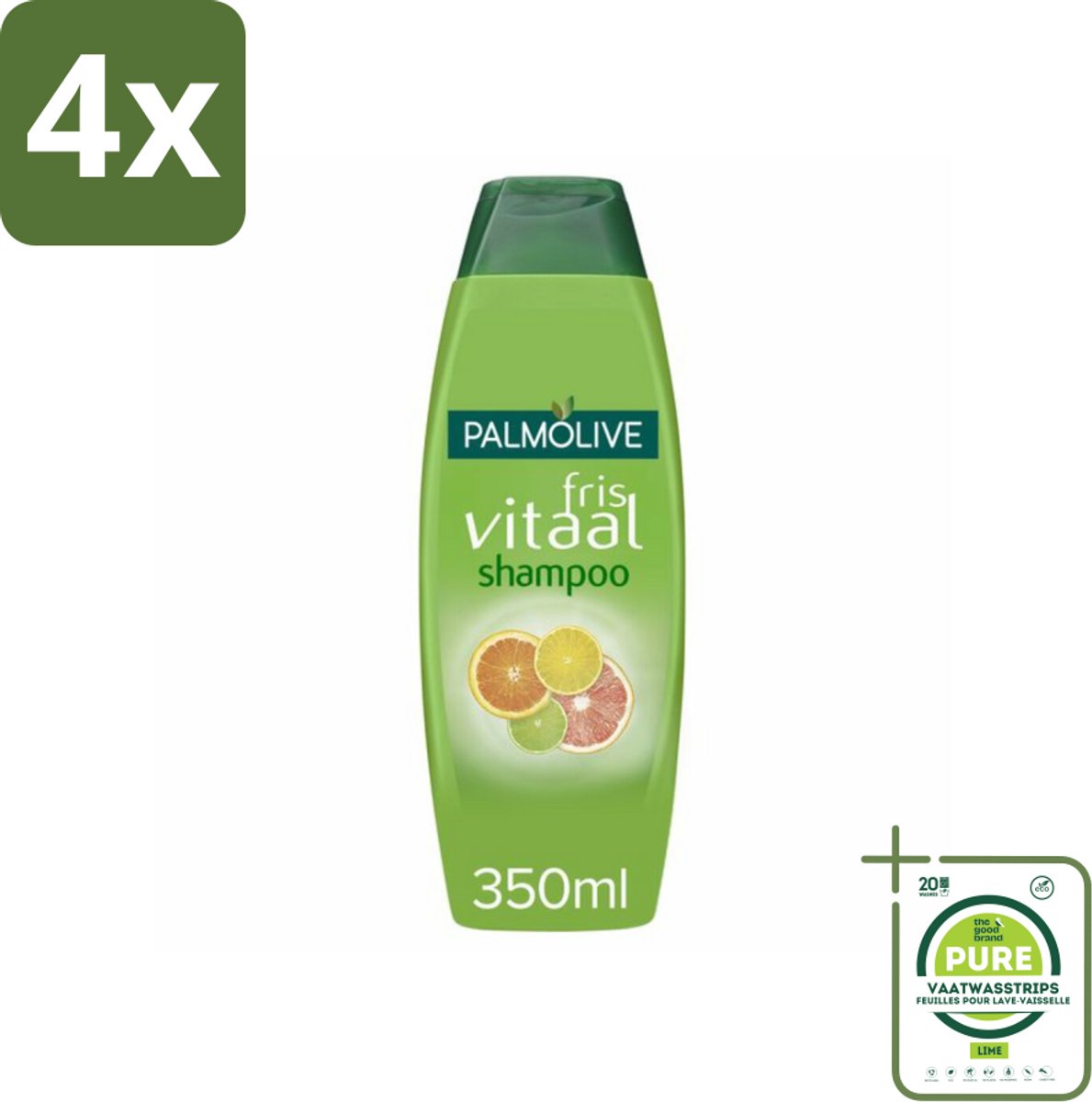 Palmolive Shampoo Fris Vitaal 350 ml - Voordeelverpakking - 4 stuks - Palmolive Fris Vitaal Shampoo - Citrus shampoo