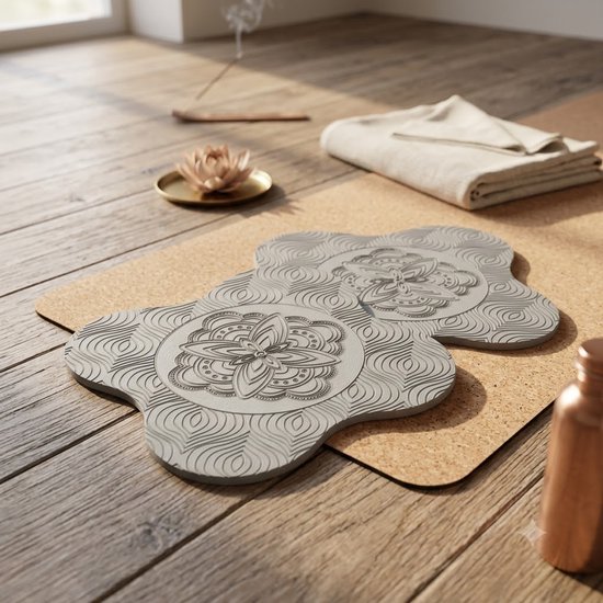 Grijze yoga knielmat pilates mat unisex set van 2 schuim ondersteuningsmat voor knieën ellebogen polsen en hoofd multifunctionele oefenmat met reliëf antislip fitness mat — afbeelding 5