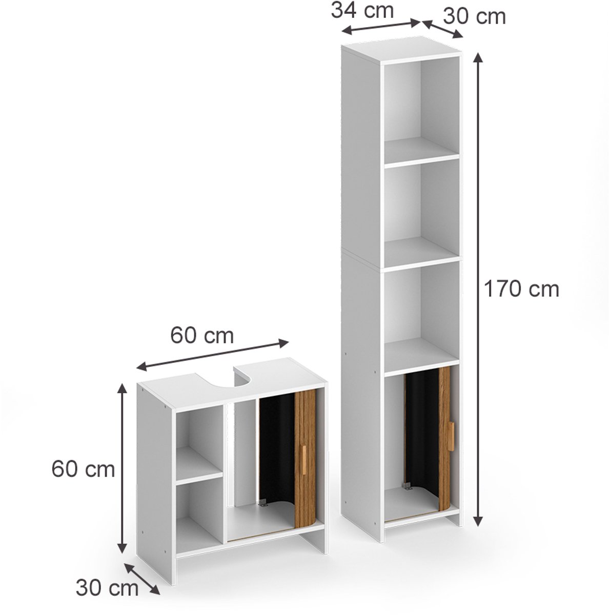 Vicco Badkamermeubelset Norea, Eiken/Wit, 2-delig