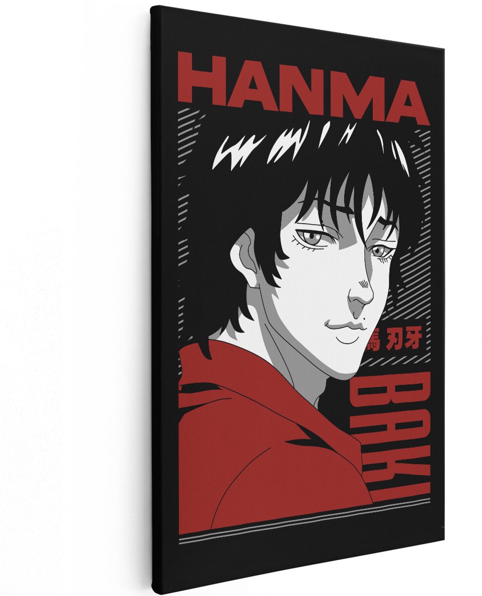 Artaza Canvas Schilderij Anime Baki Hanma - 100x150 cm - Groot - Wanddecoratie Portret - Muurdecoratie Slaapkamer - Schilderijen Op Canvas - Rood Zwart