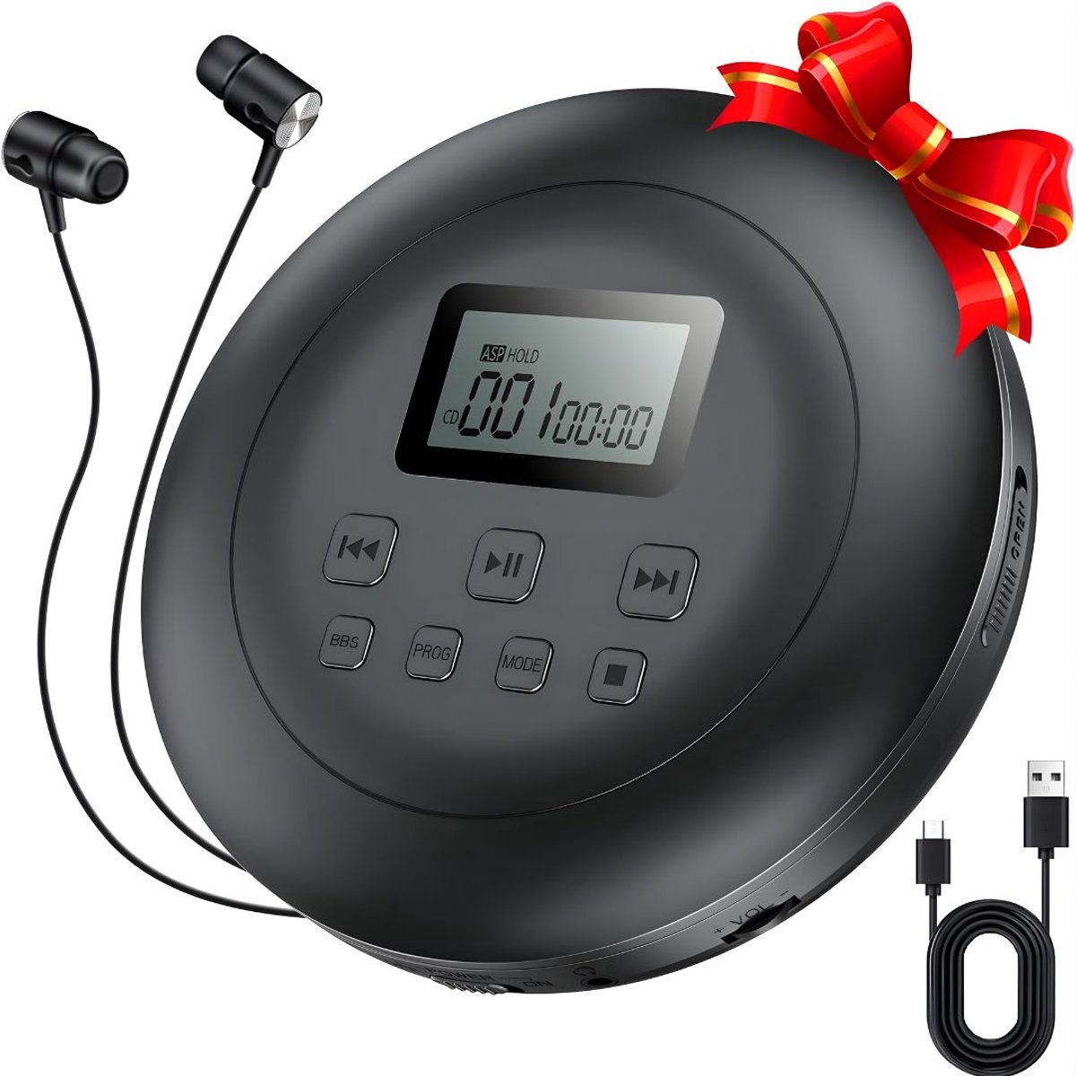 KIRA® Draagbare CD Speler - Compacte Boombox voor Keuken & Slaapkamer - Portable Audio Systeem met Speakers - Zwart - 22cm x 18cm x 5cm