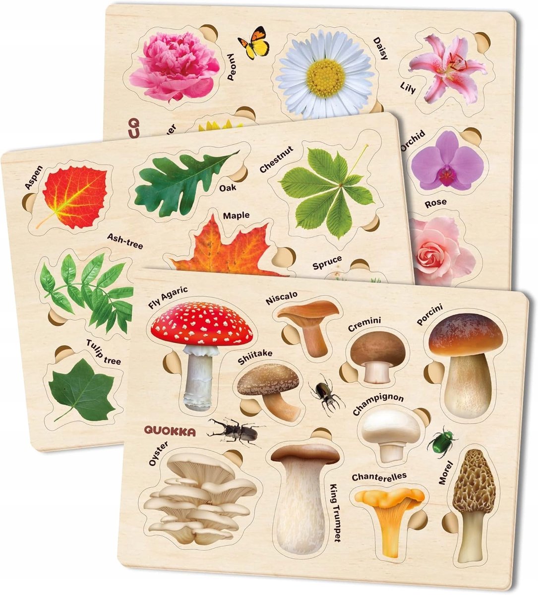 Houten Puzzels voor Kinderen: Natuur en Woorden Leren