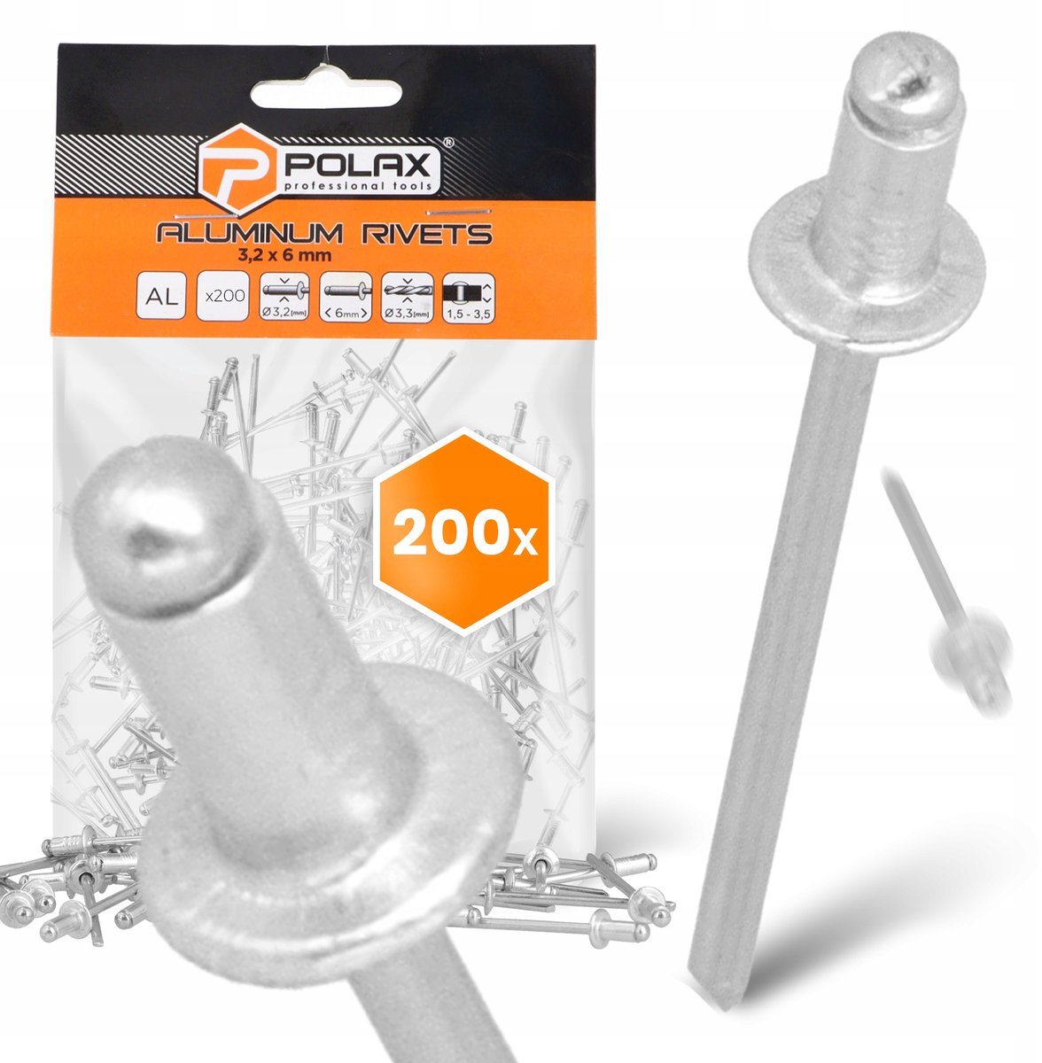 200x Aluminium Blindklinknagels 3,2x6 mm Verzinkt Sterk Zilver