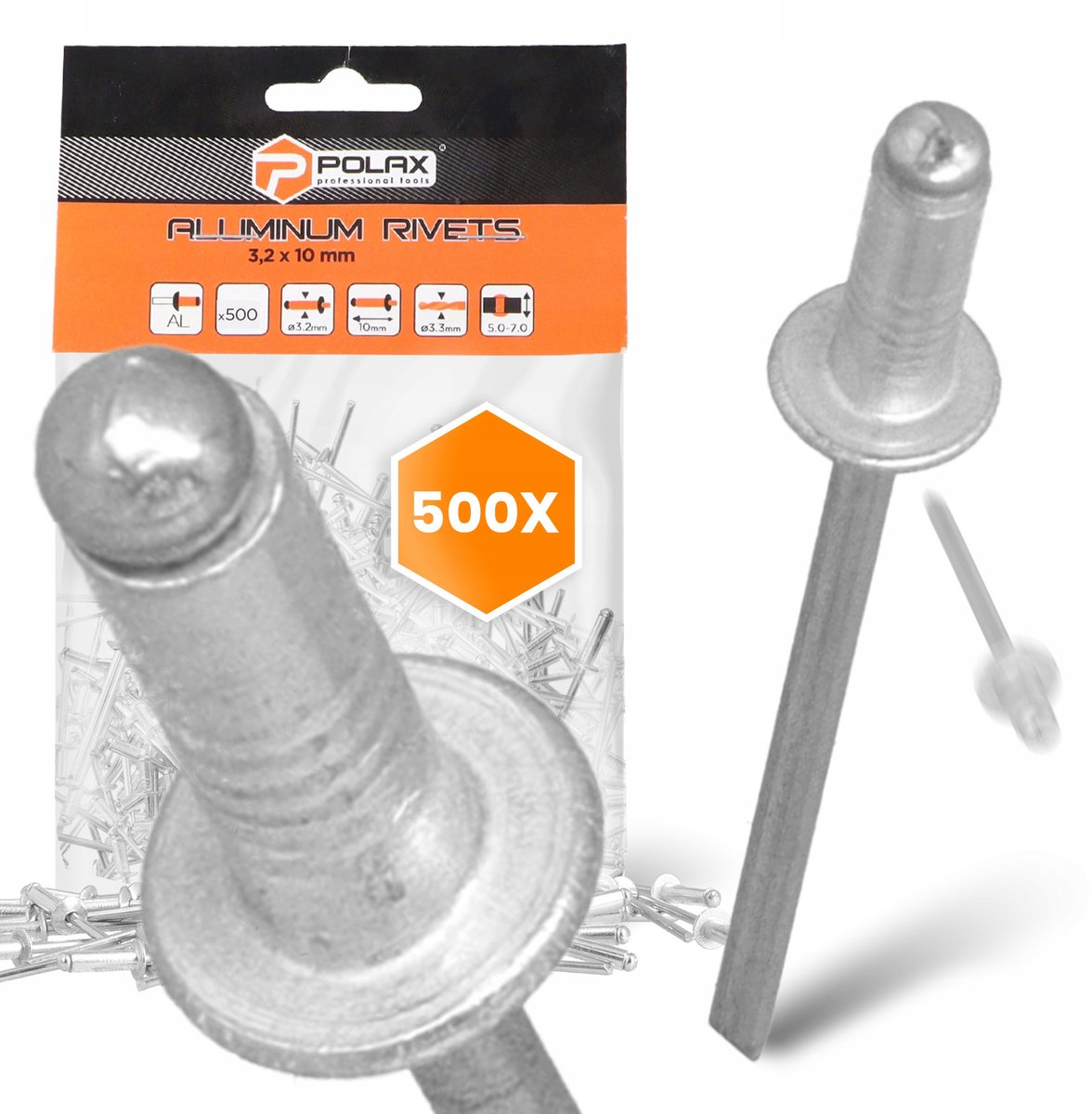500x Aluminium Blindklinknagels 3,2x10 mm Verzinkt Staal - Merkloos