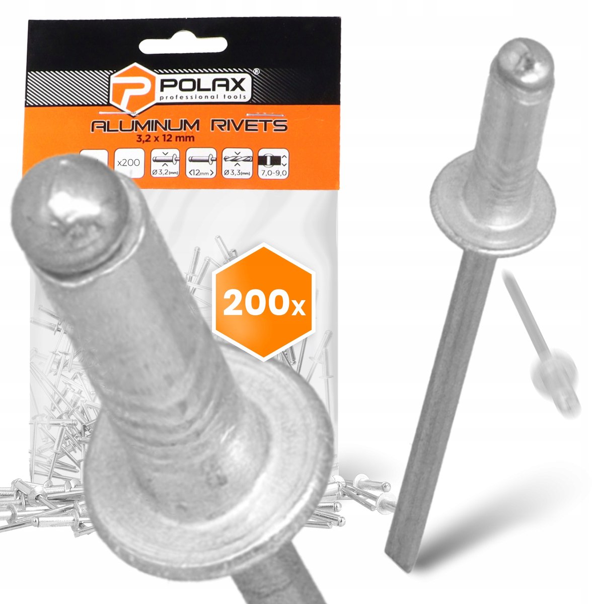 200x Aluminium Blindklinknagels 3,2x12 mm Verzinkt Sterk Zilver