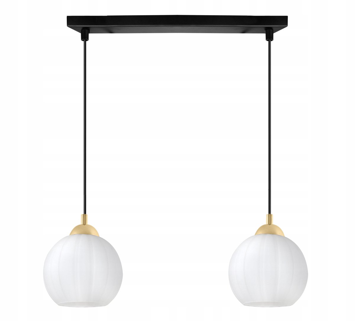 Dubbele Zwarte Gouden Hanglamp met Witte Glazen Bol