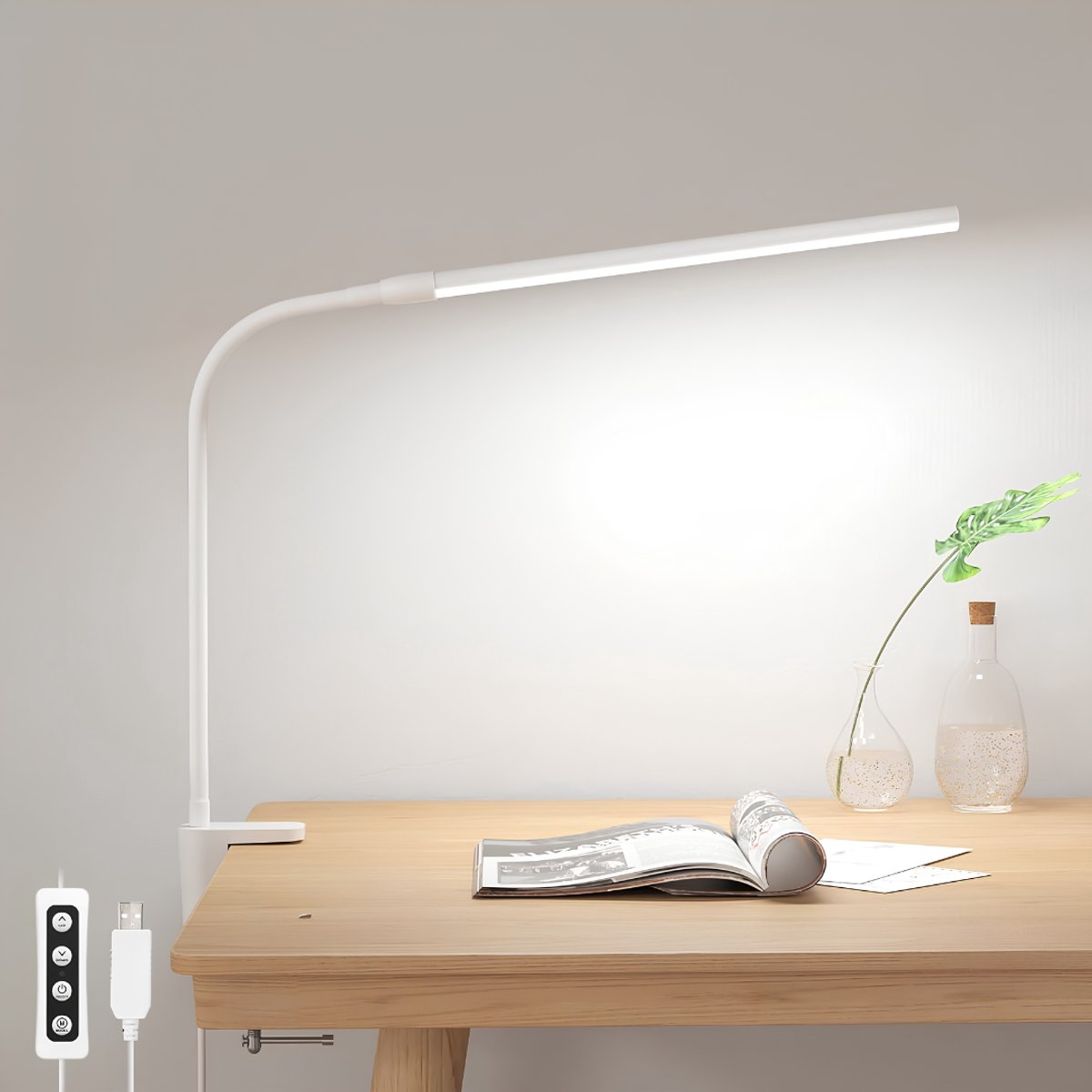 LNMsolutions® Bureaulamp - Bureaulamp LED - Bedlamp - Wit - 4cm x 10cm x 39cm
