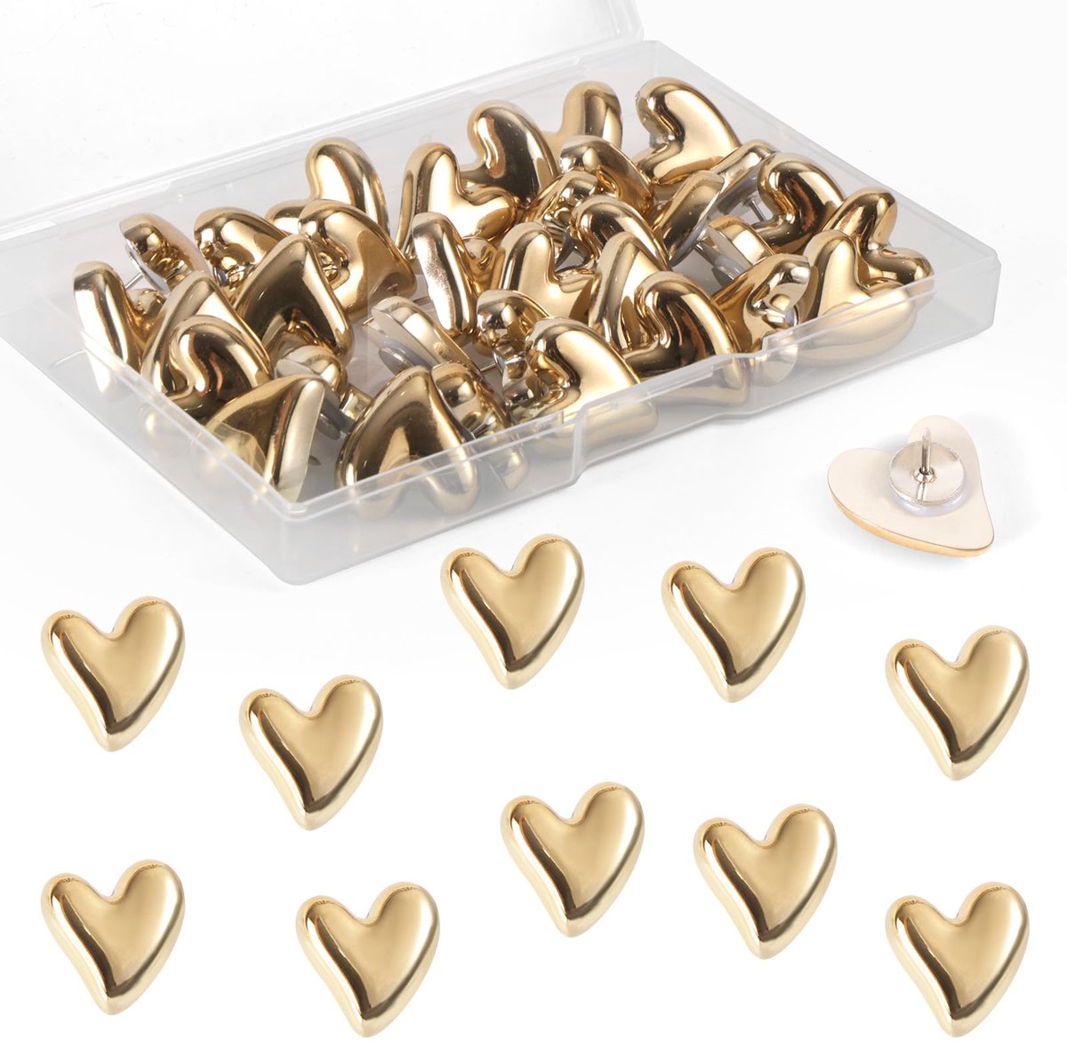 36 Stuks Hart Push Pins, Schattige Decoratieve Punaises voor Prikbord Bulletin Board Muur Thuis Kantoor Posters Foto's - ShopVlot