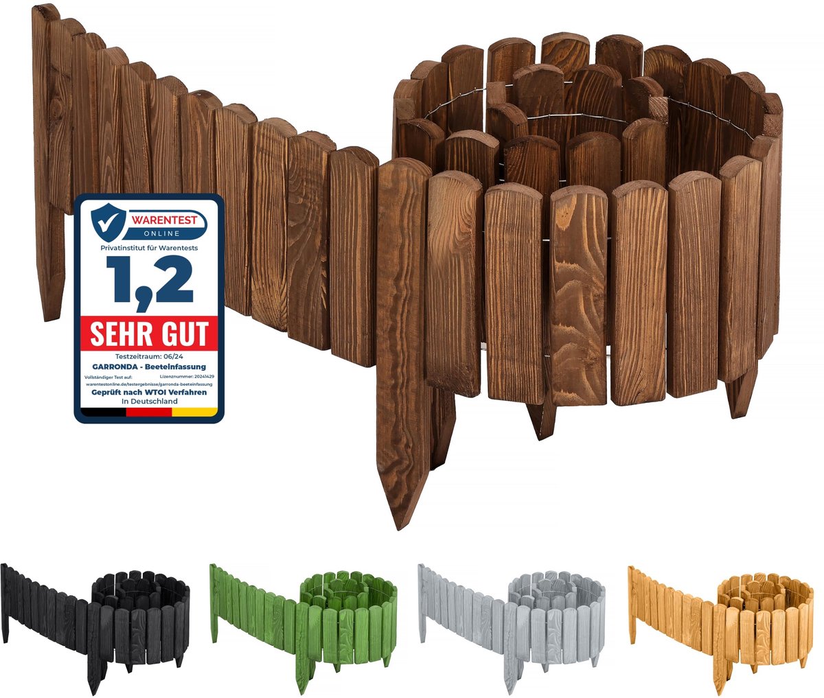 Garronda Houten Tuinrand 8x200 cm Donkerbruin GD-0046 - ShopVlot