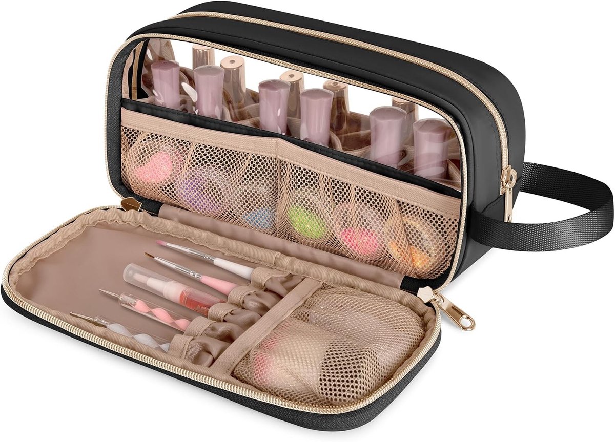 Nail Polish Organizer voor 12 Vials (15ml) - Opbergzak voor Nagellak met Duidelijk Venster, Handig en Ruimtebesparend