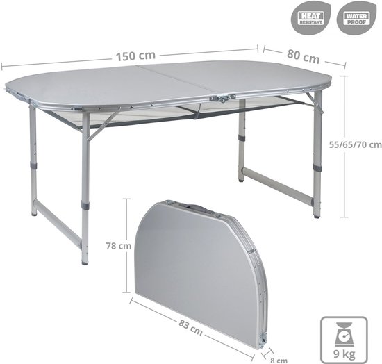 Bo-Camp - Tafel - Premium - Ovaal - Koffermodel - 150x80 cm van Bo-Camp — afbeelding 5