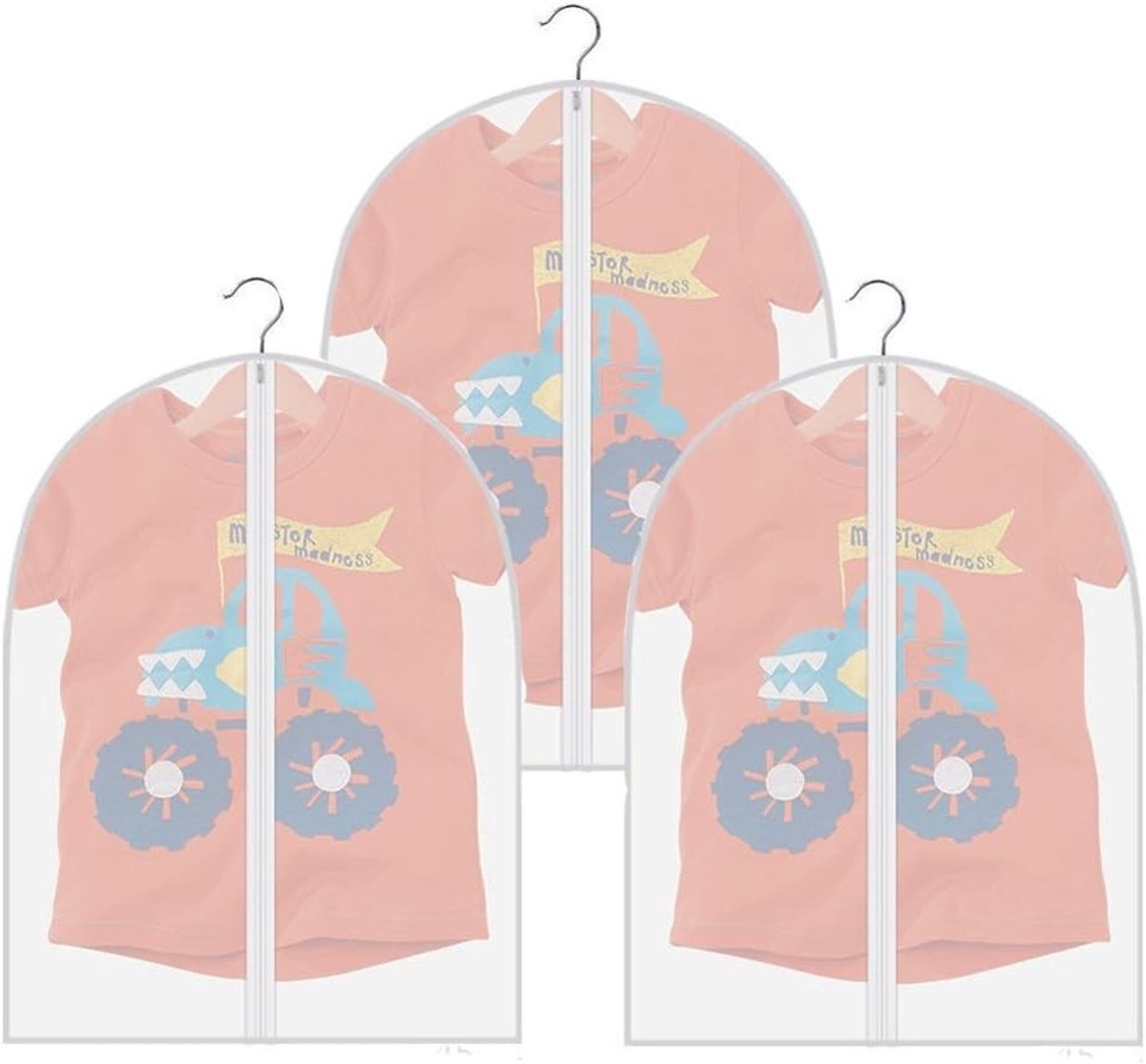 Set van 3 kledinghoezen met rits, geurloze PEVA beschermhoezen, 45 x 60 cm, transparant, ideaal voor kinderkleding en opberging