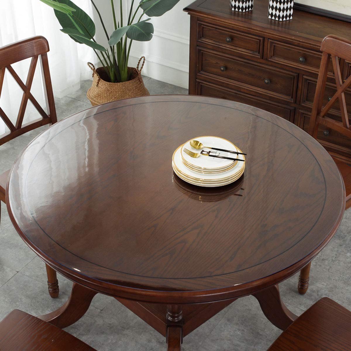 Elzusha - Transparant PVC Tafelkleed Rond 110 cm