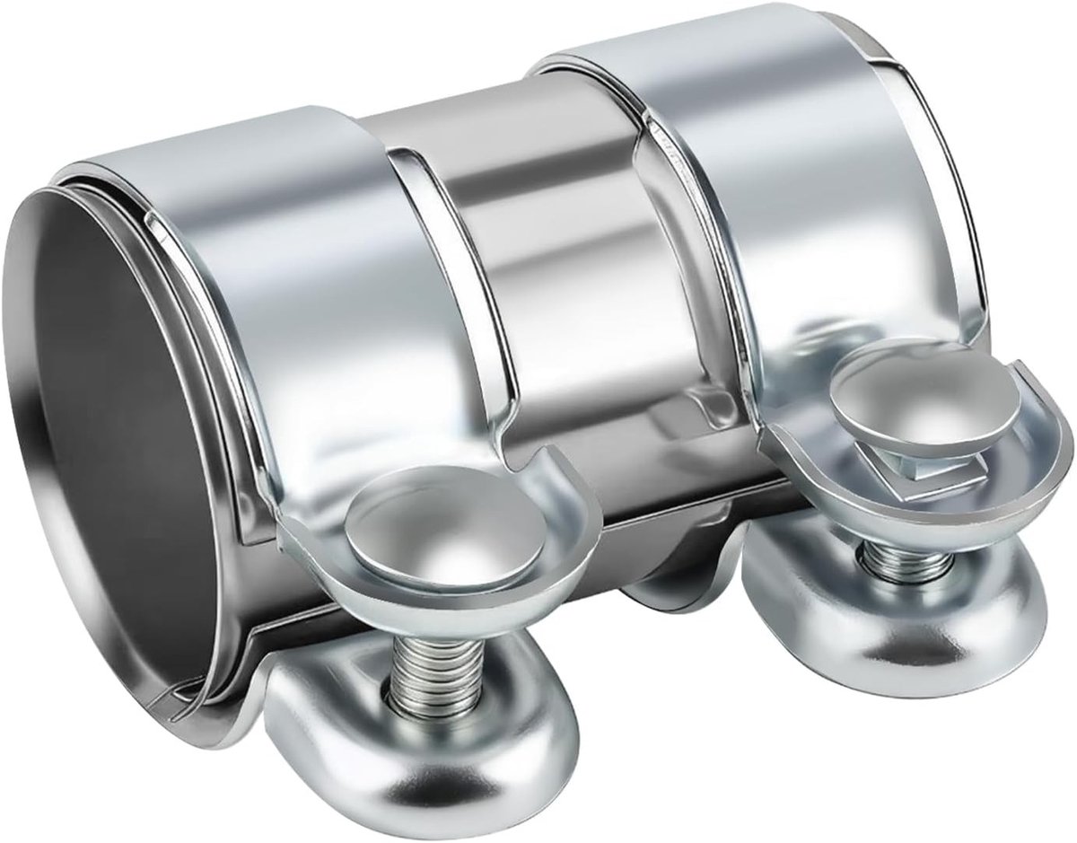 Dubbele Uitlaatklem Ø 55 mm - Universele RVS Pijpconnector voor Uitlaatreparatie en Aansluiting