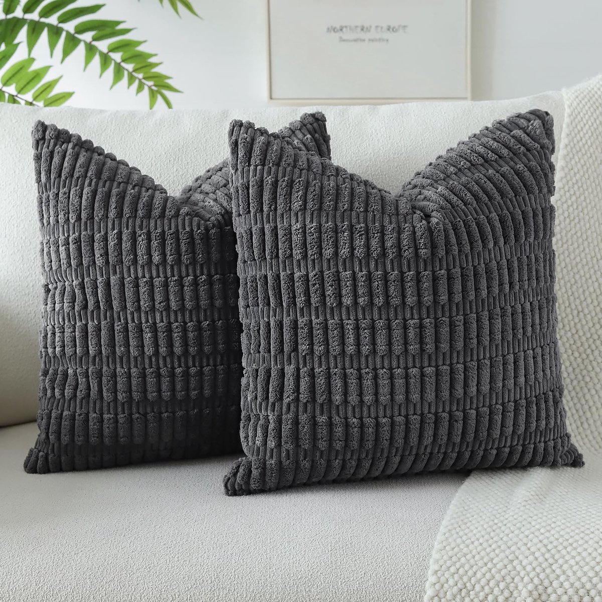Elzusha - Set van 2 Zachte Corduroy Kussenhoezen 45x45cm