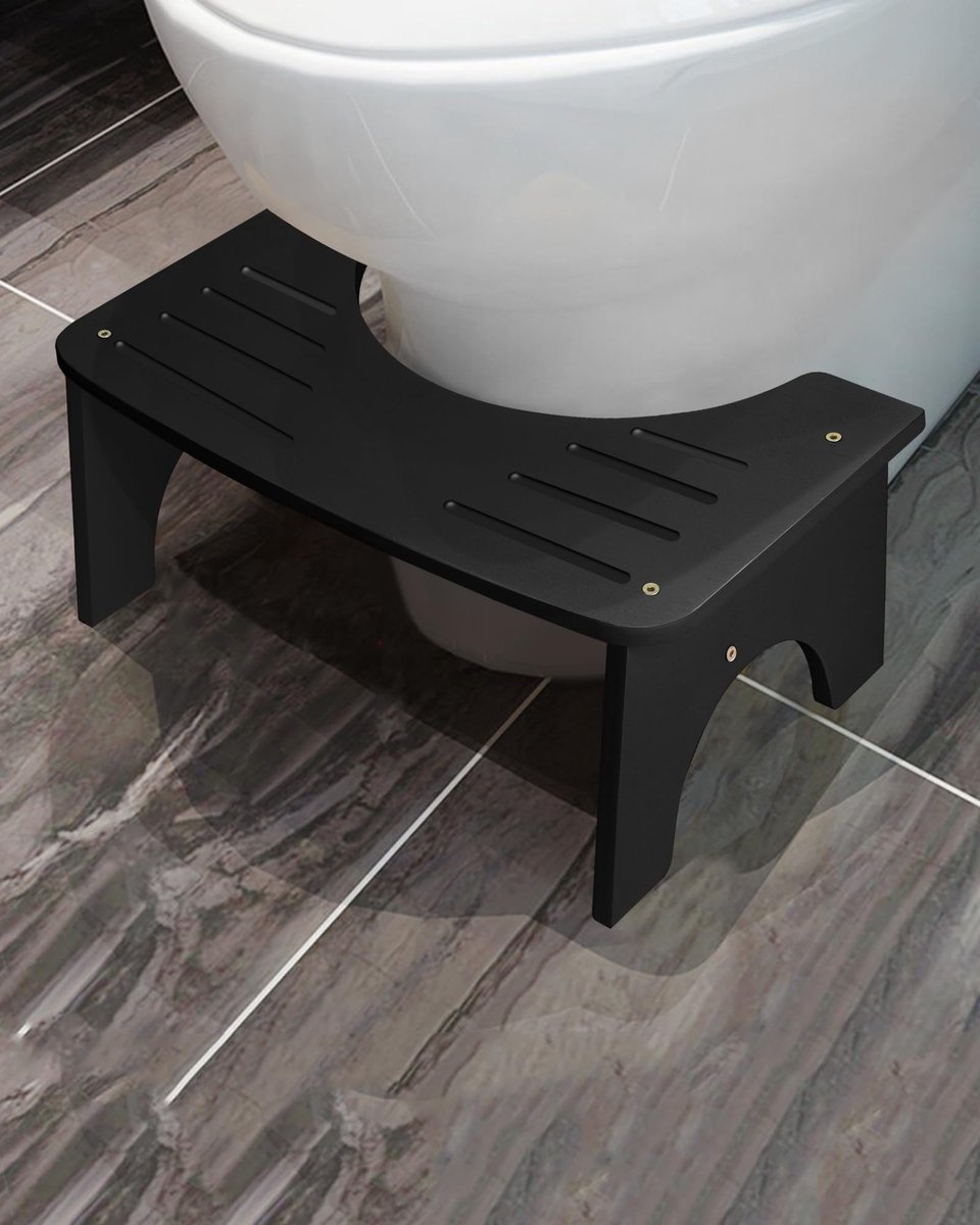 Elzusha - Houten Toiletkruk met Antislip Pads - Comfortabele C-vormige Kruk