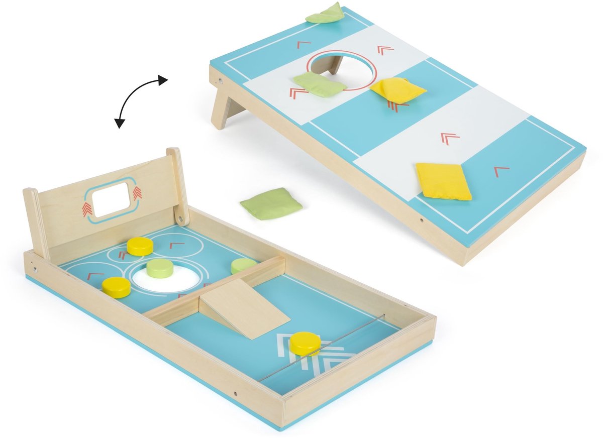 Elzusha - Cornhole en Sling Puck Spel 'Active' - Houten 2-in-1 Gooi Spel voor Kinderen