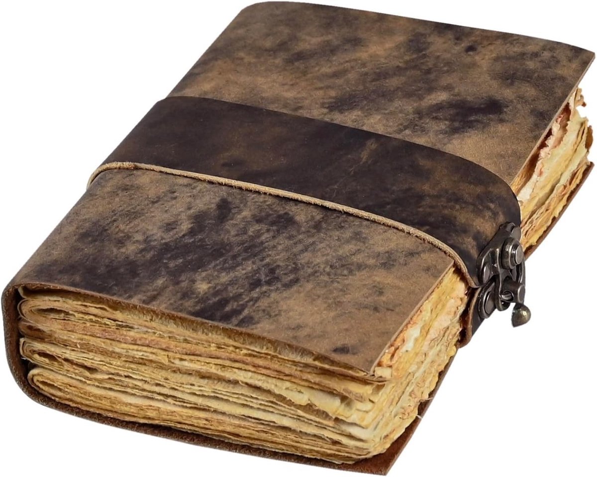 Elzusha - Vintage Leer Journal voor Schrijven - Handgemaakt met Sluitmechanisme