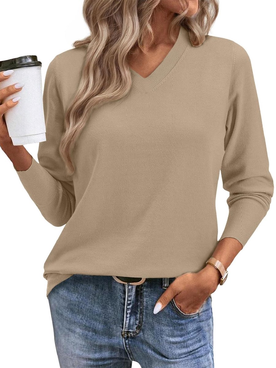 Dames Elegante V-Neck Pullover voor Herfst en Winter