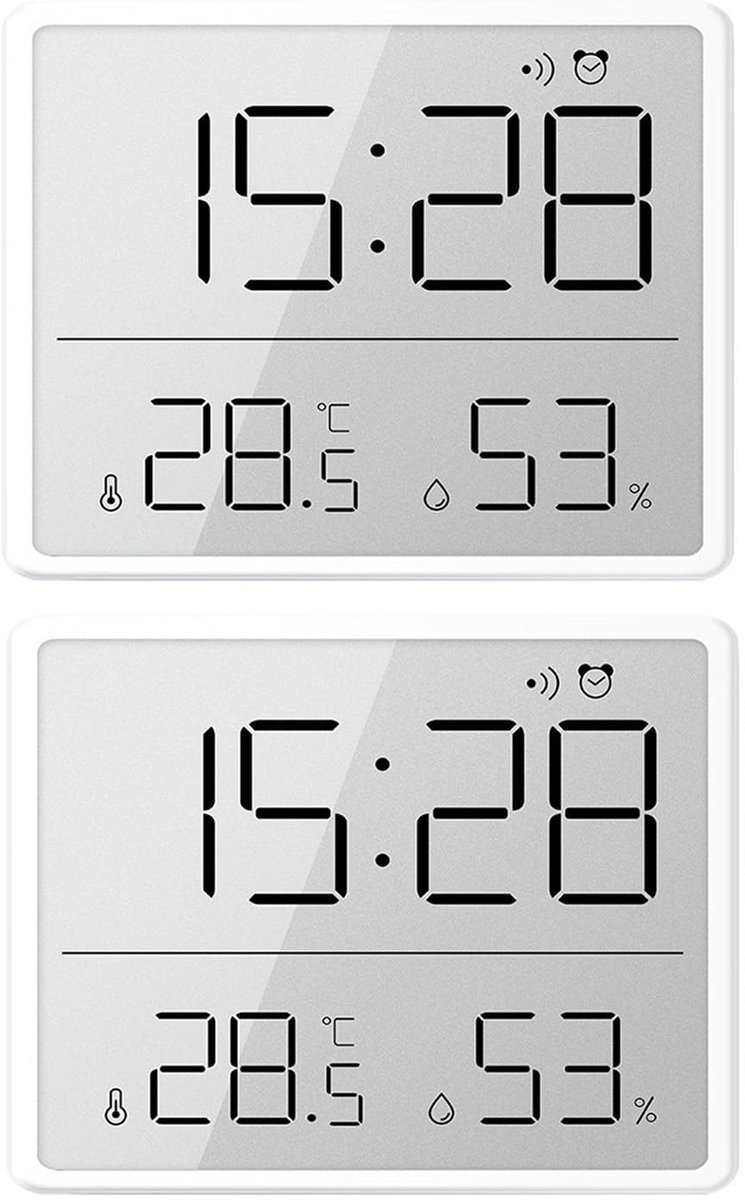 Solidchoice - Digitale Wekker met Magnetische Montage en Weergave van Temperatuur en Vochtigheid