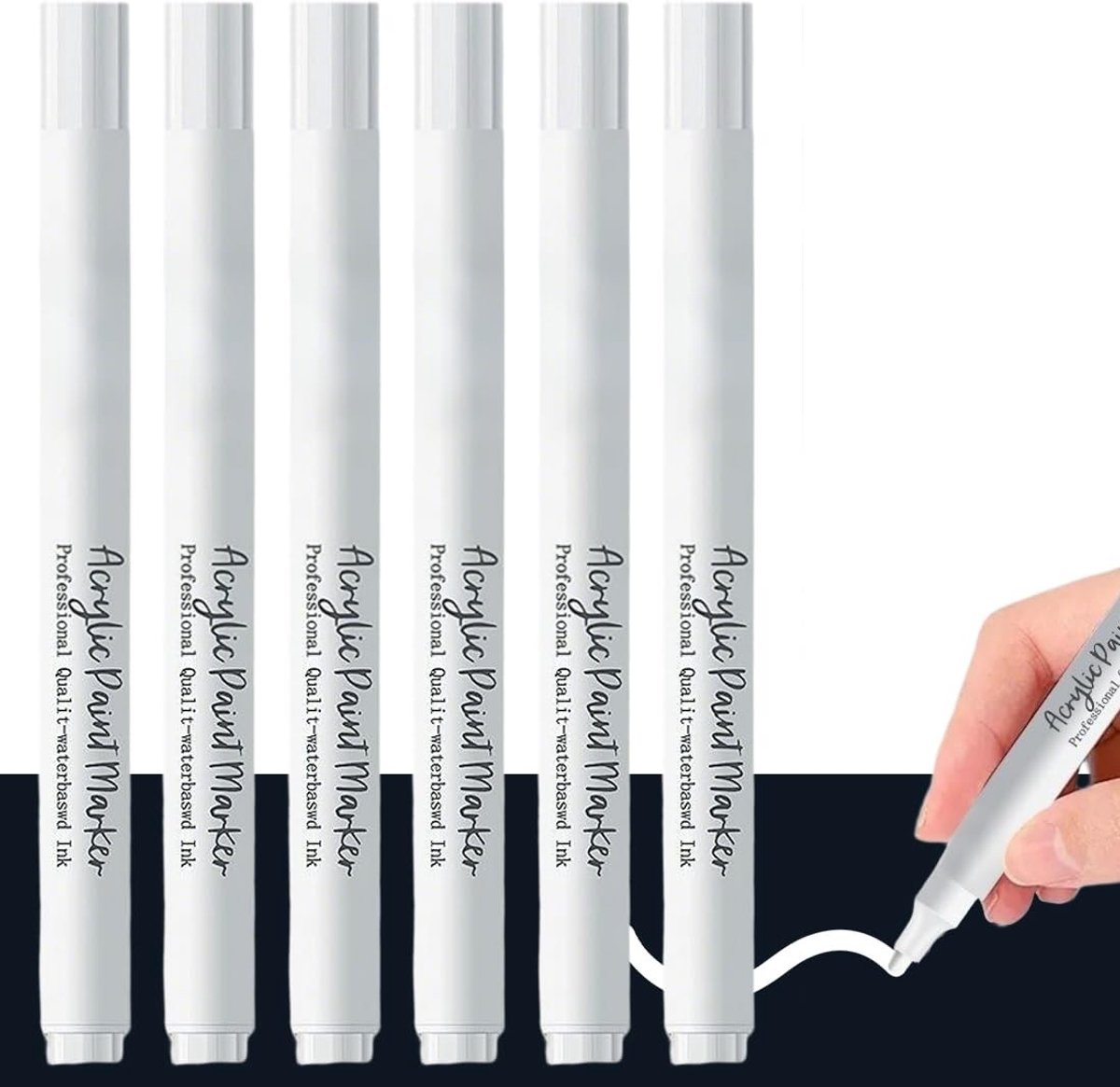 Solidchoice - Set van 6 Waterdichte Lakstiften in Wit