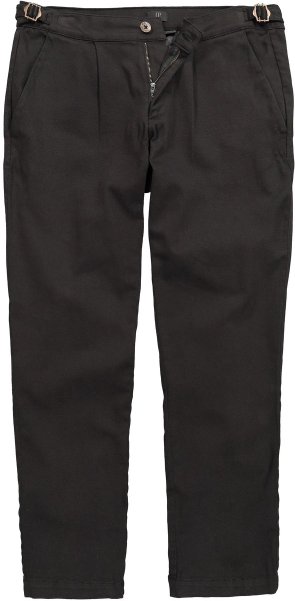 JP 1880 - Heren - Chino FLEXNAMIC® met bandplooien Buik-Fit toelopende loose fit - Zwart - Maat 64
