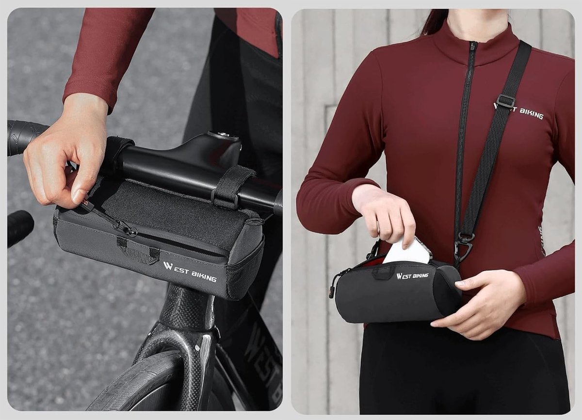 Multifunctionele Fietstas voor het Stuur met Schouderbanden - Waterdichte Fietstas voor Mountainbikes, Racefietsen en Stadsfietsen, Ideaal voor Kleine Accessoires en Gereedschap