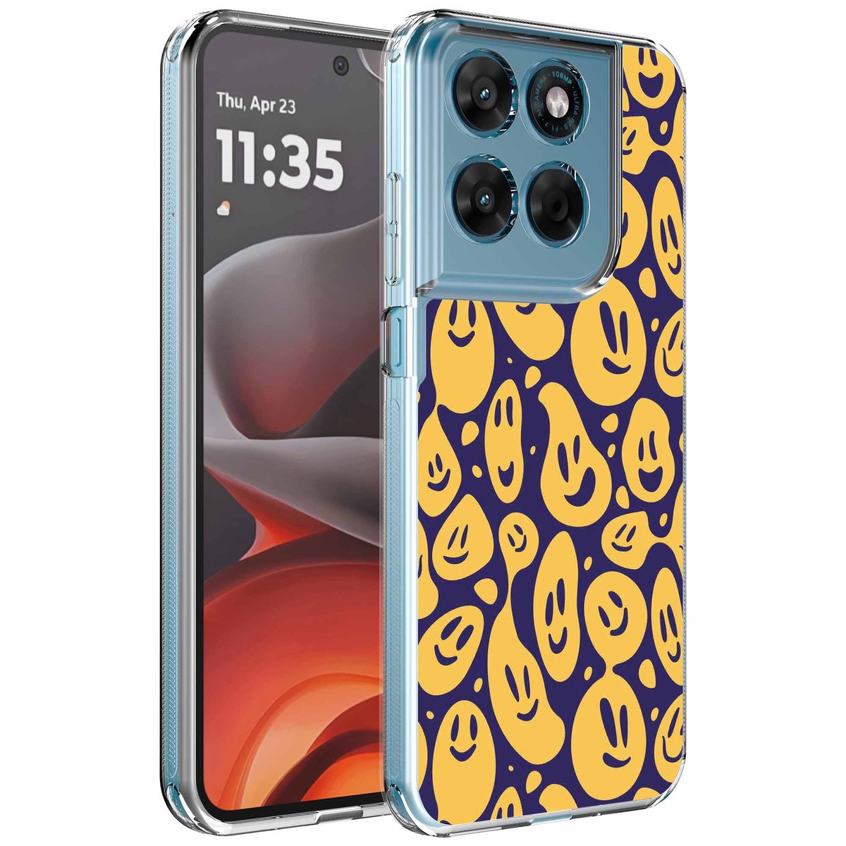Smartphonica Geschikt voor Motorola Moto G15 Telefoonhoesje met Smiley Emoji opdruk - Draadloos op te laden - Shockproof Siliconen TPU Strong Case - Sterk Schokbestendig Telefoonhoesje geschikt voor Motorola Moto G15