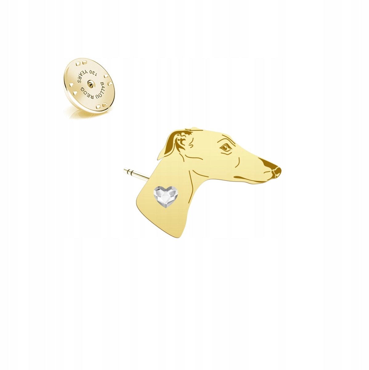Gouden Spaanse Windhond Broche - Zilver 925 Verguld met Kristal