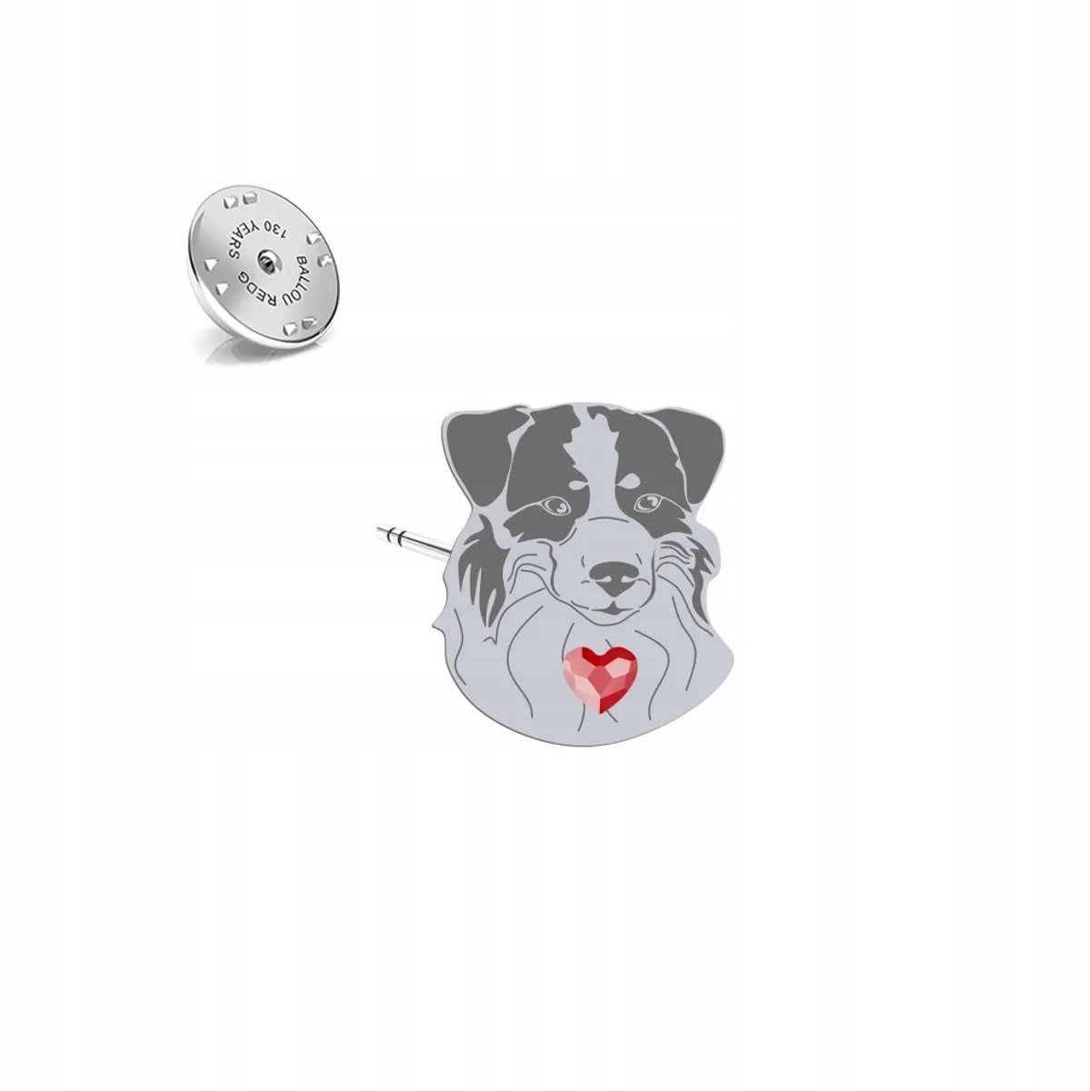 Zilveren Broche 925 Miniatuur Amerikaanse Herder met Kristal