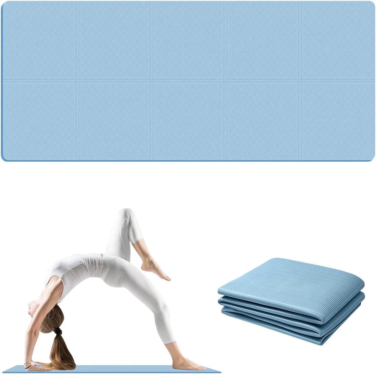 Fitnesmat - Blauw - 186 x 61 cm - Antislip - Voor Yoga en Pilates
