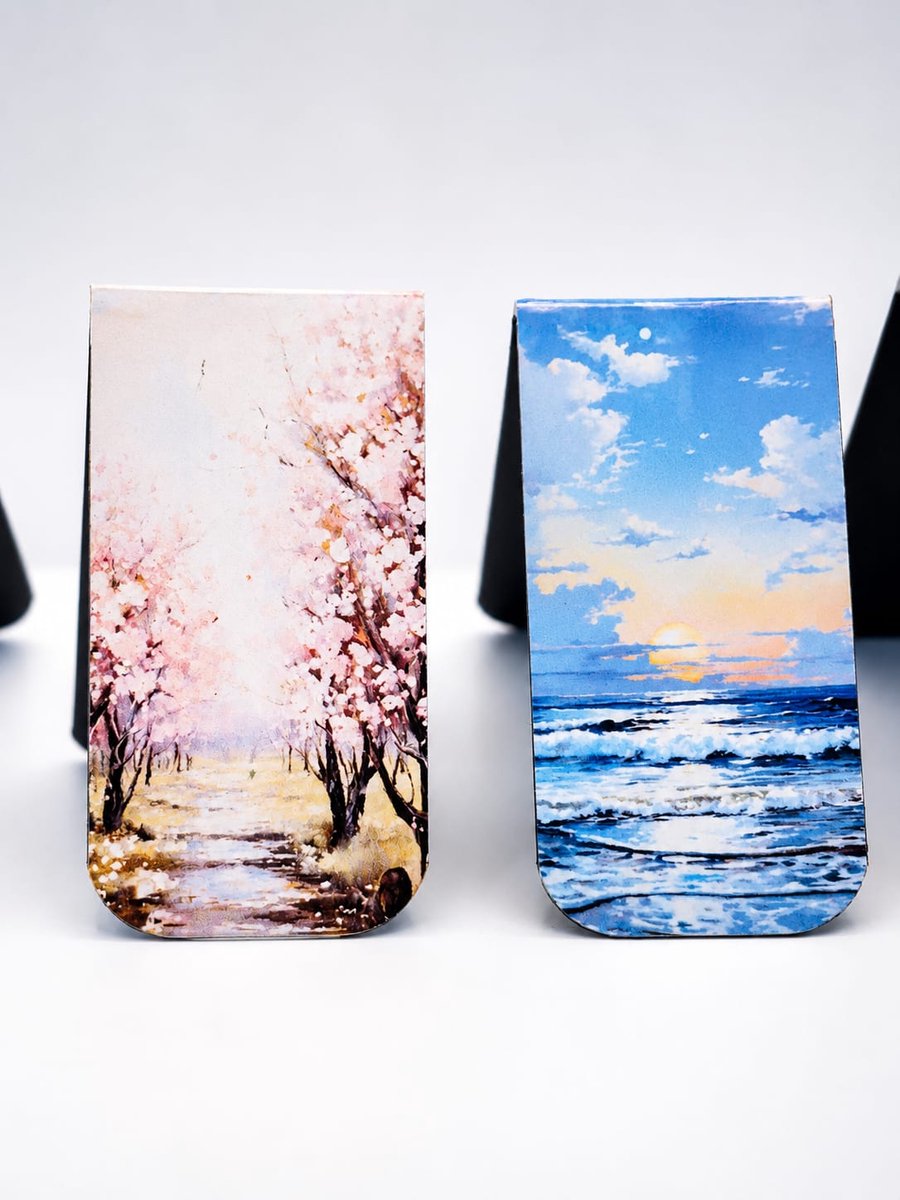 Viwado Magnetische Boekenleggers 6 Stuks – Magnetische Bladwijzers Set – Sterke Magneet – Natuur, Landschap, Zee, Bloesem & Parijs – Boekenlegger Cadeau voor Boekenliefhebbers — cadeau in Boeken - foto 4