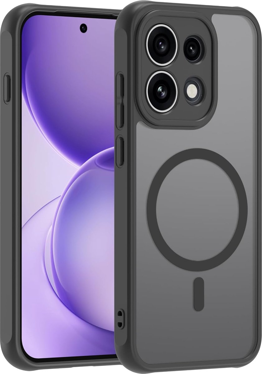 Zandarix Hoesje Geschikt voor Oppo Reno 16 Pro - Geschikt voor Mag - Camerabescherming - Robuuste - Doorschijnend - Back Cover Hoesje - Zwart