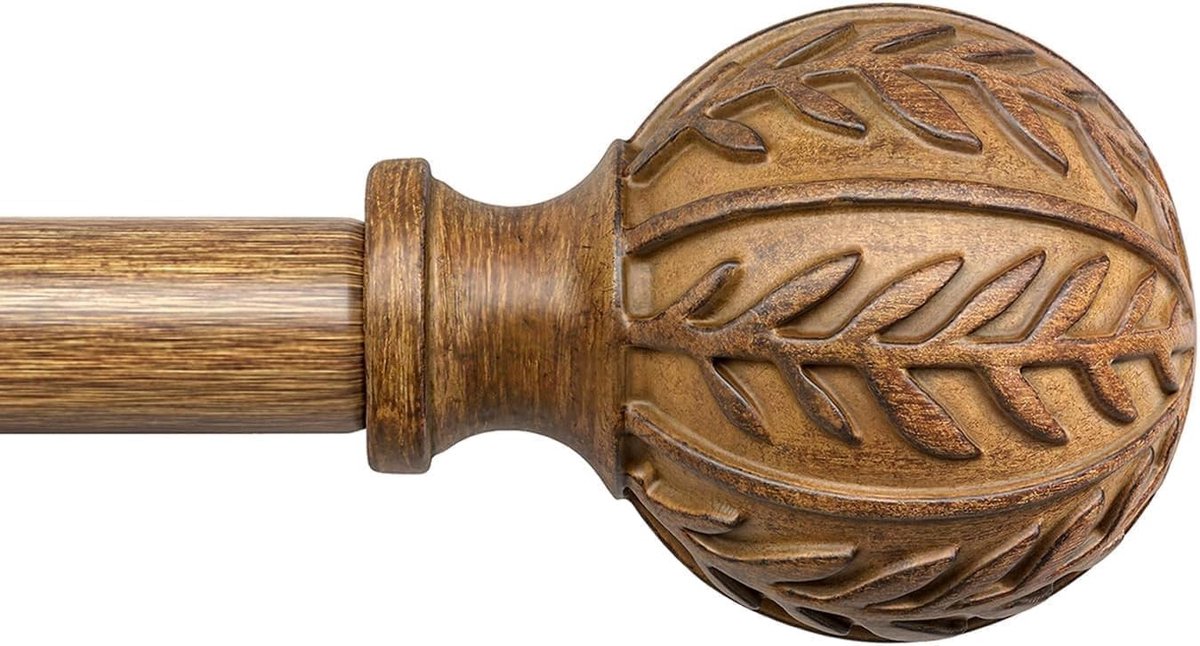Gordijnroede Hout - Donkere houtnerf - 80-292 cm - Uittrekbaar - Voor Woonkamer en Slaapkamer