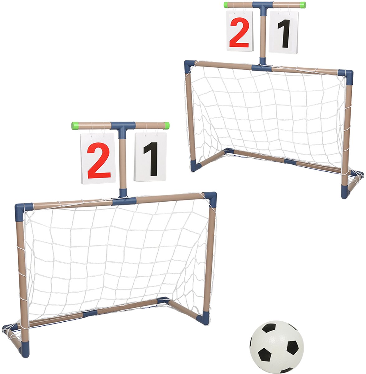 PIPIPOXER Voetbaldoelen Set van 2 -Voetbaldoelen - Inclusief Voetbal, Ballenpomp - Kinderen - Voetbaldoeltjes - 2 stuks - voor Buiten en Binnen - 78 x 79cm