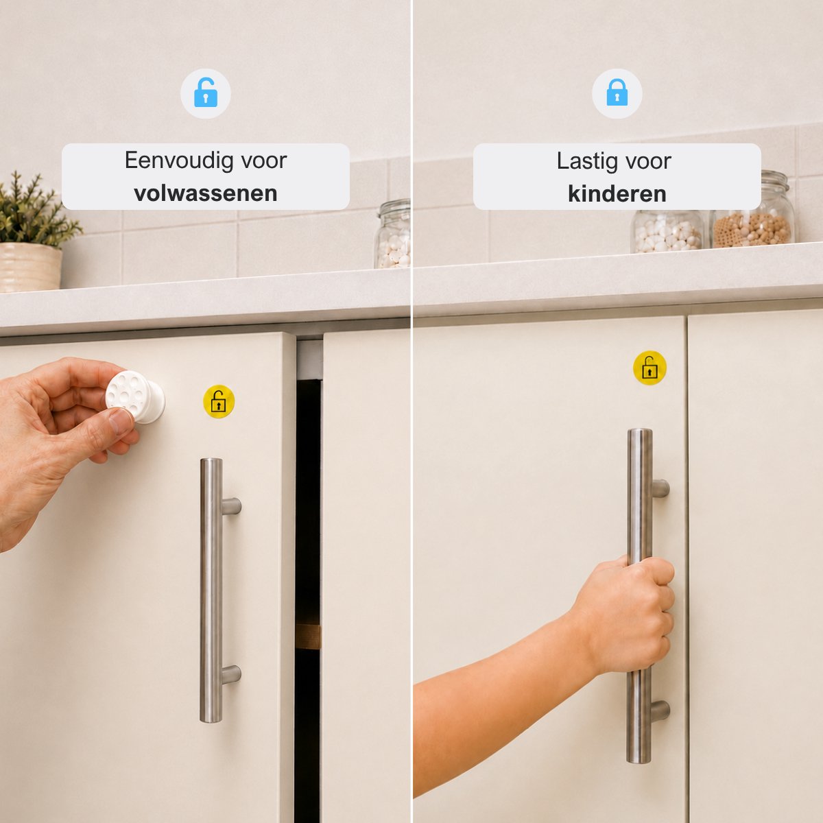 MasonPro Magnetisch Kinderslot Kastjes - Kastbeveiliging voor Kinderen - Kinderbeveiliging voor Kasten en Lades - Kinderslot Kast - Kinderveiligheid - Kastsloten Baby - Deurbeveiliging Kinderen - Zonder Boren & Schroeven - 4 Stuks - Wit – foto 5