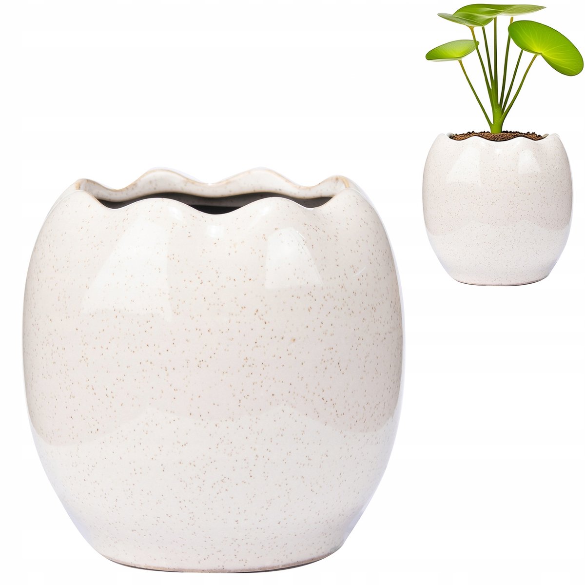 Stijlvolle Witte Keramische Pot - 12,5 cm - Voor Vetplanten en Kleine Planten