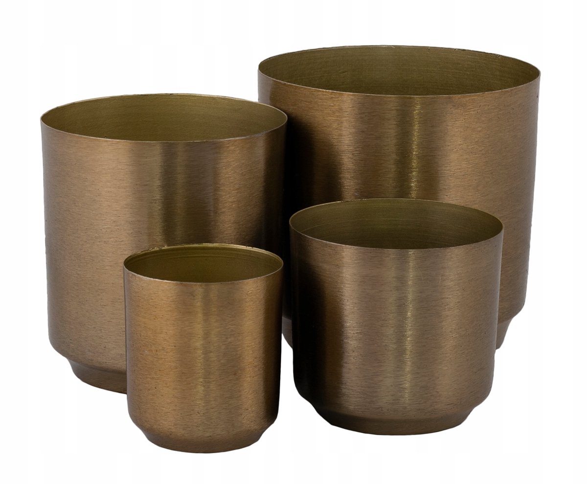 Set van 4 Mat Gouden Metalen Potten voor Orchideeën - Stijlvol & Duurzaam